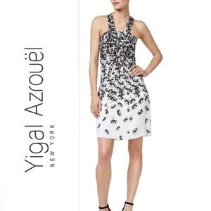 NWT YIGAL AZROUEL B/W Texture Printed Halter Dress